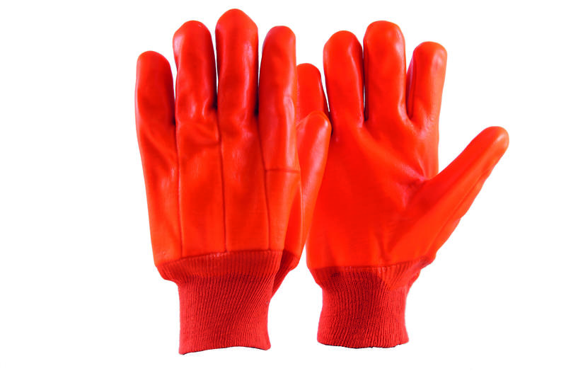 PVC hanske rød neonfarget
