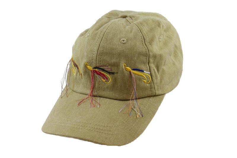 Caps beige med 3 fiskefluer
