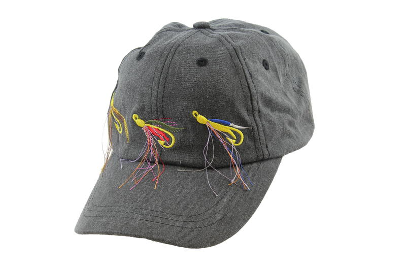 Caps grå med 3 fiskefluer